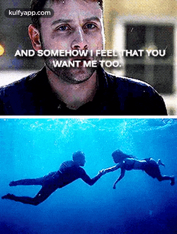 a man is holding a woman 's hand while swimming in the ocean .