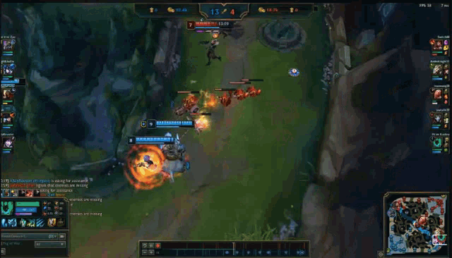 a screenshot of a league of legends game showing a score of 13 4