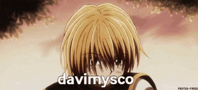 a close up of a person 's face with the words davimysco written on the bottom