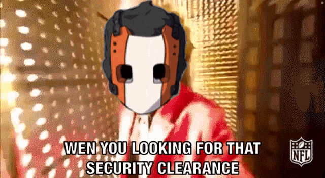 a man in a red jacket is looking for a security clearance
