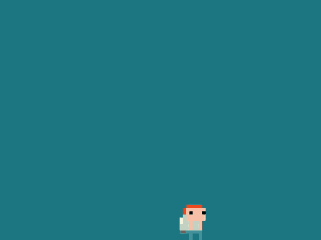 a pixel art illustration of a person flying a kite