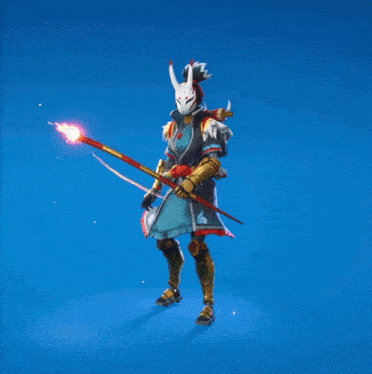 a video game character with a rabbit mask holding a heart