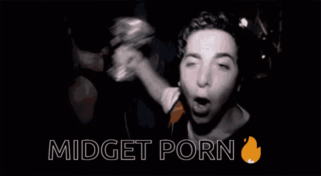 a man with a surprised look on his face and the words midget porn
