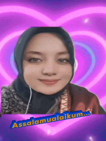 a woman wearing headphones and a hijab says " assalamualaikum " on a purple background