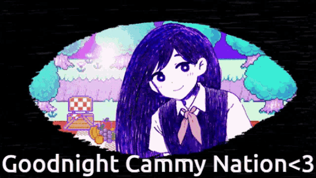 a drawing of a girl with the words goodnight cammy nation < 3 below her