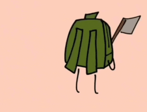 a cartoon drawing of a donut and a cube on a conveyor belt