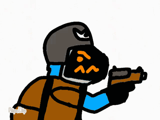 a cartoon drawing of a man holding a torch with the word flipaclip written on the bottom