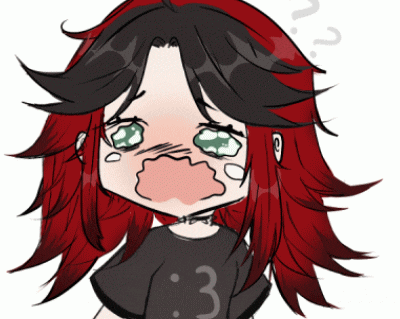 a drawing of a girl with red hair and a black shirt with the number 3