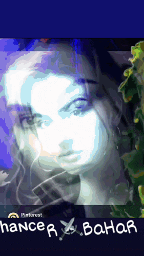 a painting of a woman 's face is displayed on pinterest