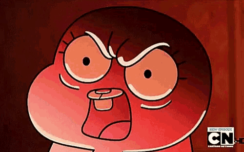 a cartoon character from the amazing world of gumball has an angry expression on his face
