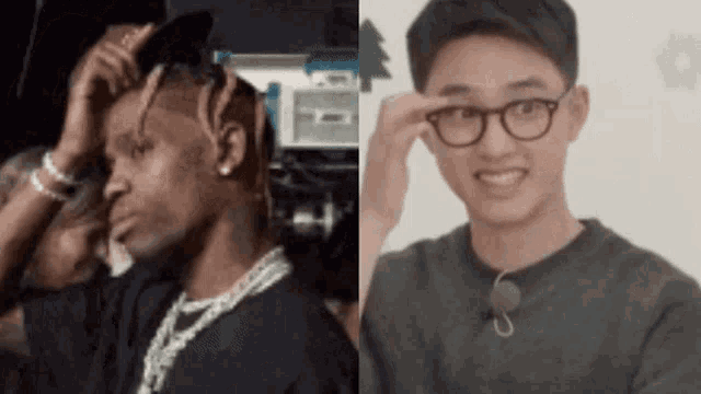 a picture of a man wearing glasses and a picture of a man wearing a hat