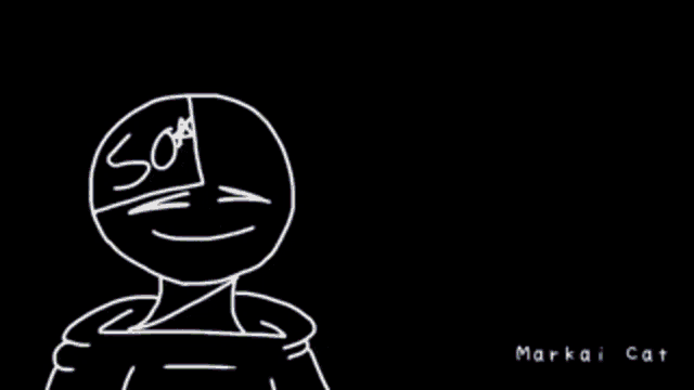 a drawing of a person with the word markai cat on the bottom right