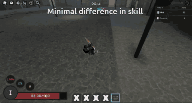 a screenshot of a video game with the words minimal difference in skill