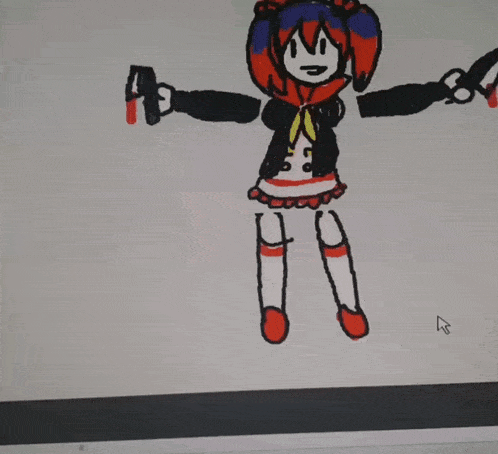 a drawing of a girl with the number 5 on her sleeve