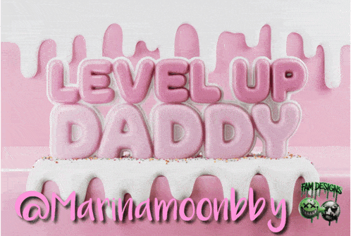 a pink and white cake with the words level up daddy written on it