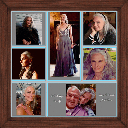 a collage of photos of a woman with the words " looking lovely " on the bottom