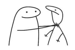 a drawing of two stick figures standing next to each other .