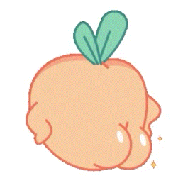 a cartoon illustration of a peach with a green leaf on top .