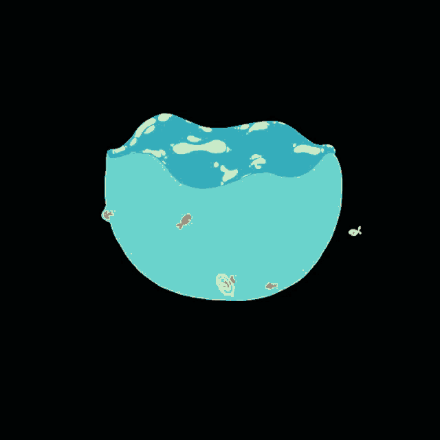 a cartoon drawing of a bowl of water with a black background