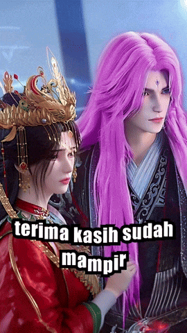 a man with purple hair is standing next to a woman with purple hair