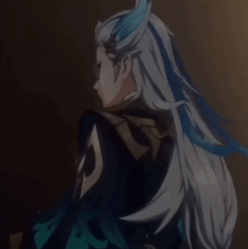 a close up of a person with long white hair and feathers in their hair .