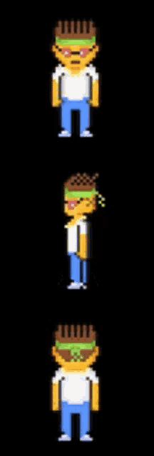 a pixel art of a man with sunglasses and a bandana on his head