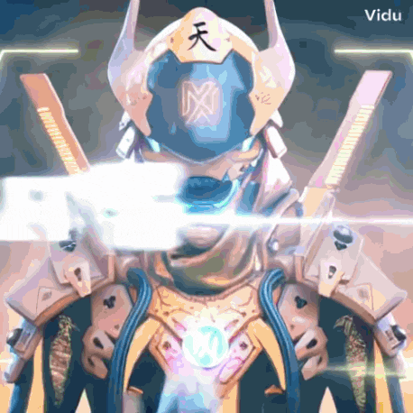 a video of a robot with a chinese symbol on it