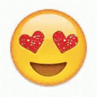 a yellow emoji with red hearts in its eyes and a smile .