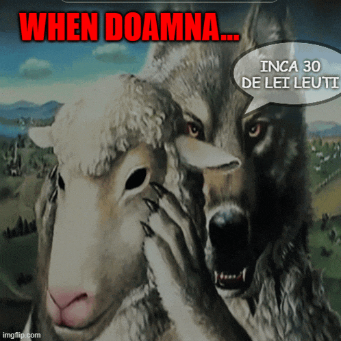 a picture of a wolf and a sheep with the words when doamna