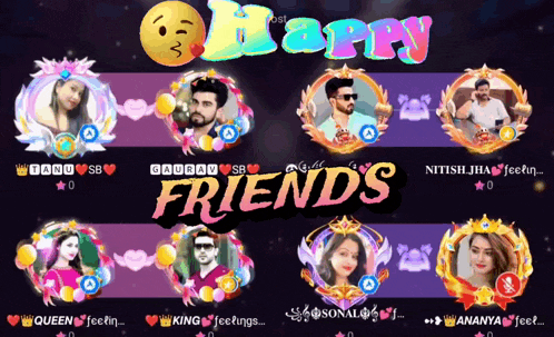 a screenshot of a video game with the words happy friends