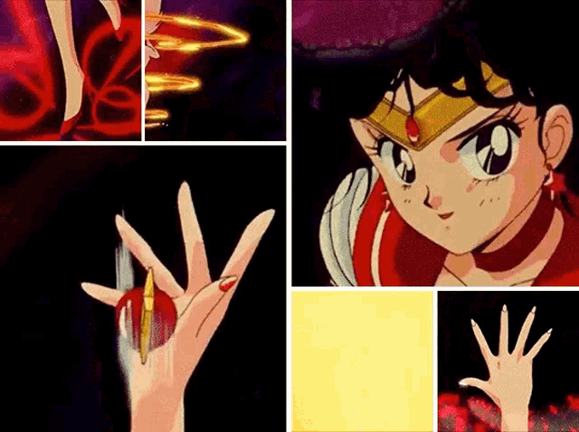 a collage of images of a cartoon character 's hand