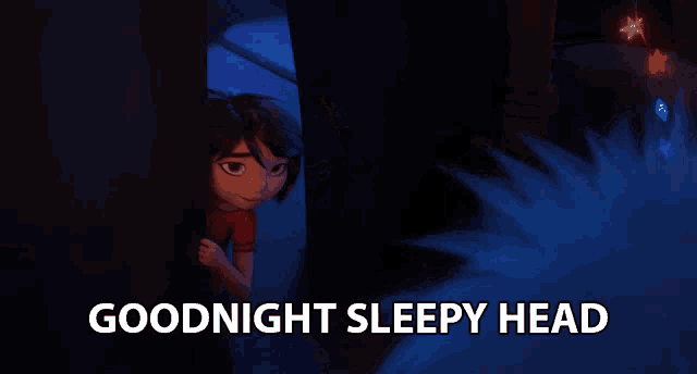 a poster that says goodnight sleepy head with a cartoon character