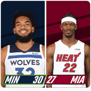 two basketball players from the wolves and heat are shown