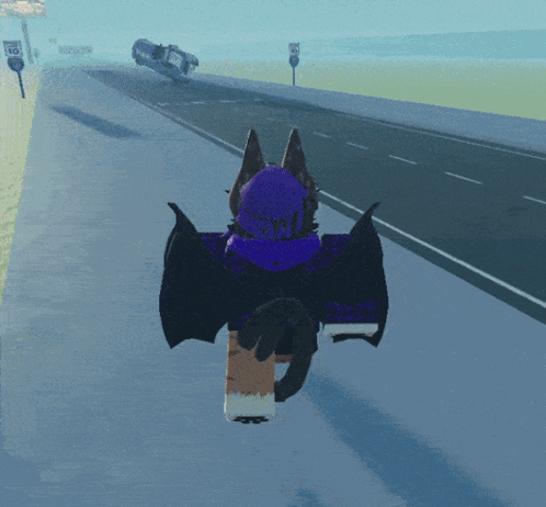 a cartoon character is walking down a road with a sign that says 10