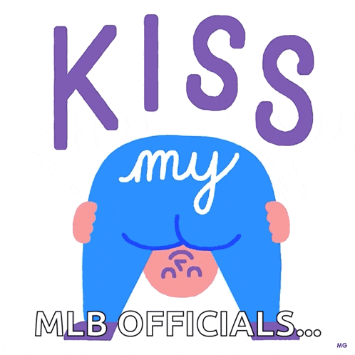 a poster that says kiss my mlb officials shows a woman with blue hair