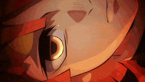 a close up of a cartoon character 's eye