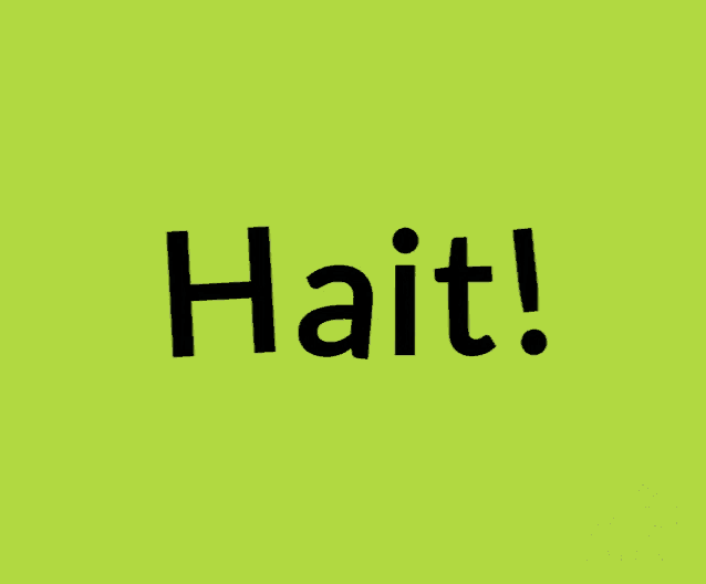 a green background with a black letter h and an exclamation point by yatri design