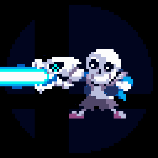 a pixel art of a person with a light coming out of their hand