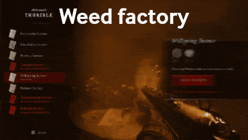 a screenshot of a video game that says weed factory on it