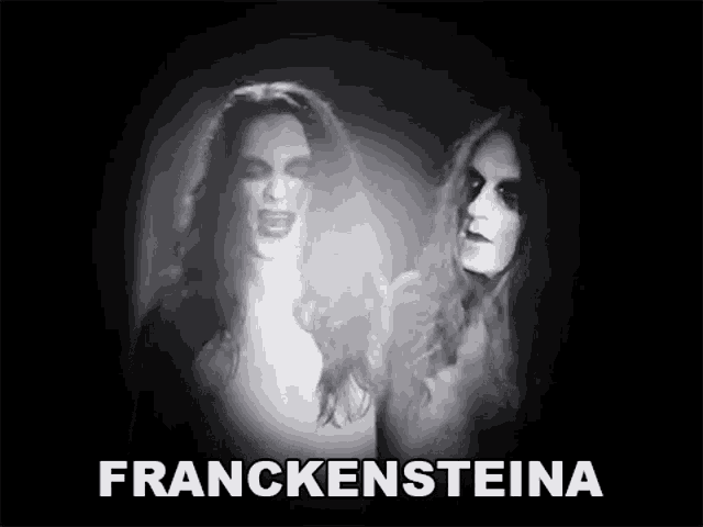a black and white photo of two naked women with the words frankensteina written below them