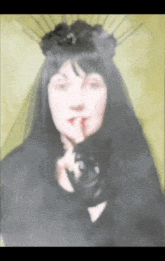a blurry picture of a woman in a black dress