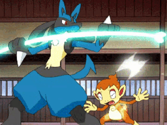 a cartoon of a monkey and a pokemon fighting