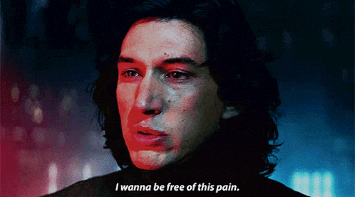 a close up of a man 's face with the words " i wanna be free of this pain "