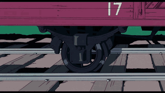 a drawing of a train car with the number 17 on the side