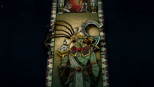 a drawing of a warrior with a sword and a shield