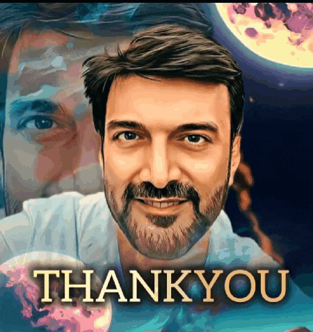 a painting of a man with a beard and the words thank you