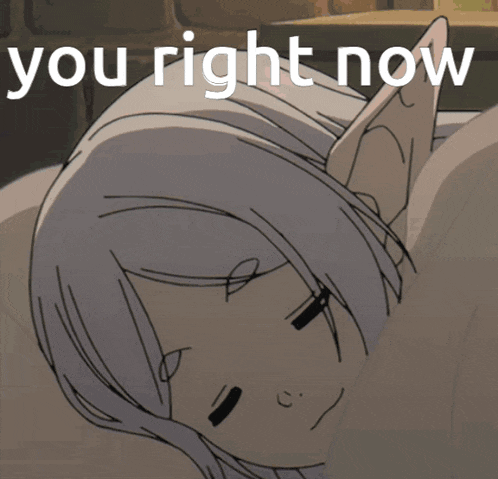 a drawing of a girl with ears and the words you right now