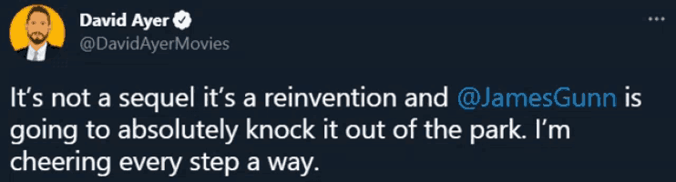 a tweet from david ayer says it 's not a sequel