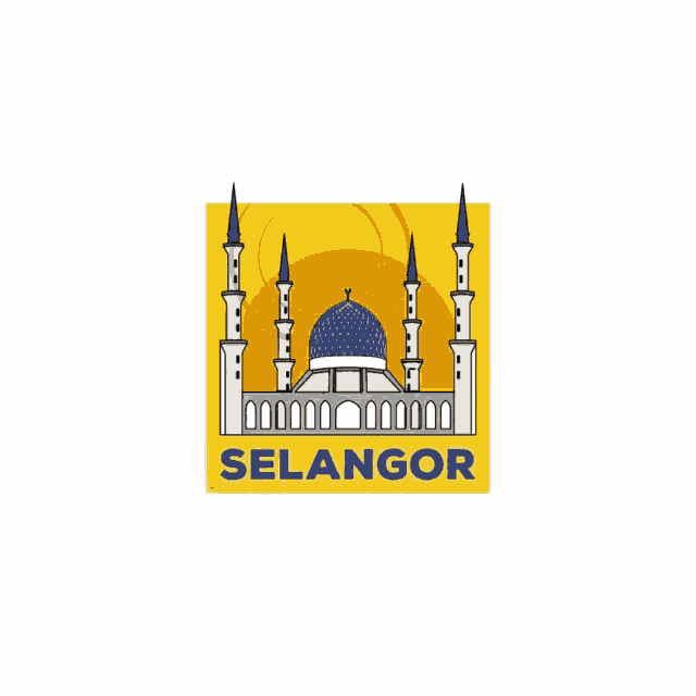 a selangor logo with a mosque and a blue dome