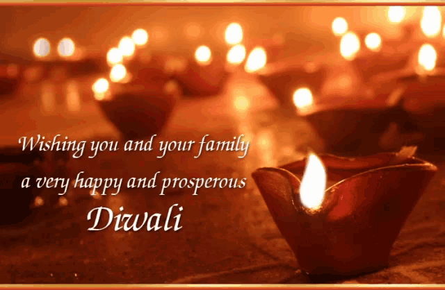 a wishing you and your family a very happy and prosperous diwali greeting card